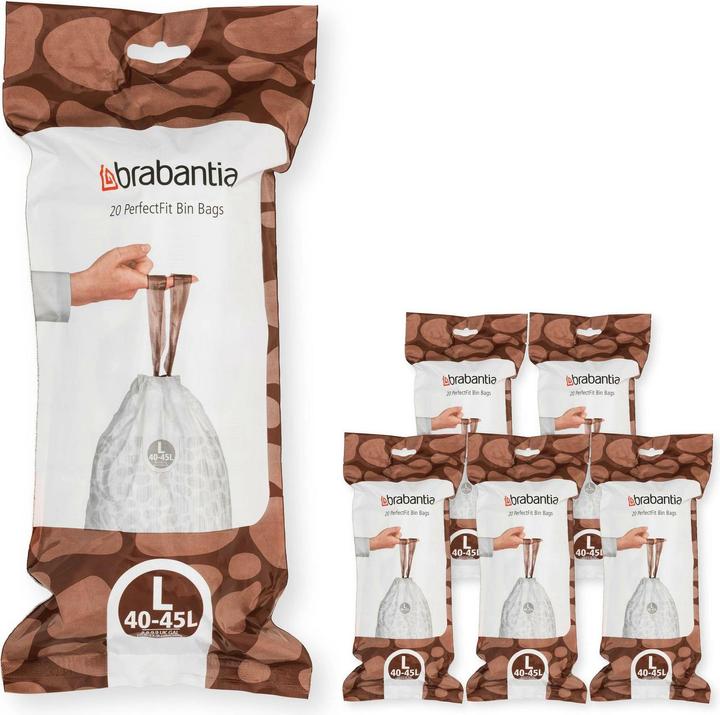 Immagine prodotto Brabantia PerfectFit Vuilniszakken - 40/45 l - Codice L - 6 rotoli x 20 stuks (120 x, 45 l)