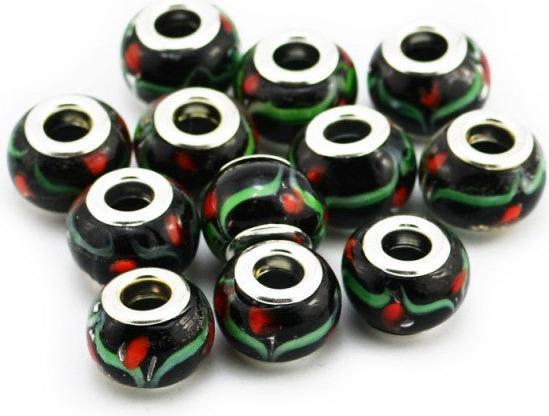 Produktbild Hermex Glas Bead versilbert 925 - Silbrig Schwarz (Glas, 925er Silber)