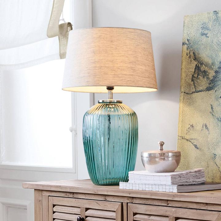 Actual product image Loberon Table lamp Fenis cream/green (E27)