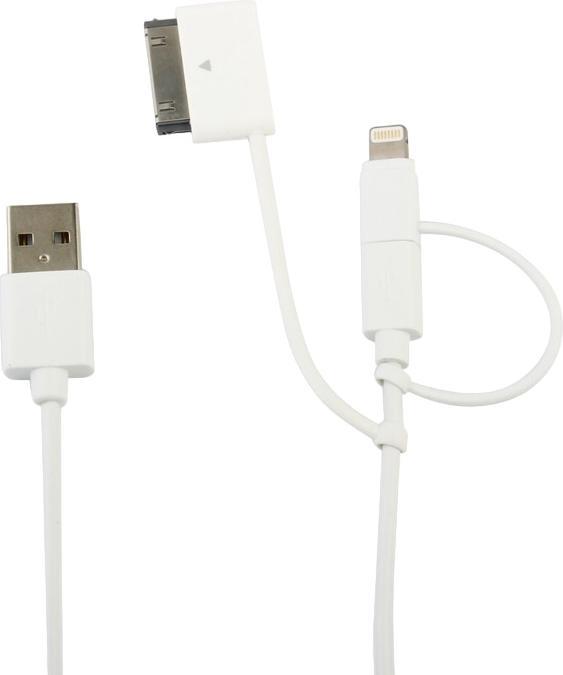 Image du produit Muvit SPRING CABLE 3EN1 2.4A 30 PIN/MICRO-USB/LIGHTNING BLANC (USB 1.0, USB 3.0, USB 4.0, USB 2.0)