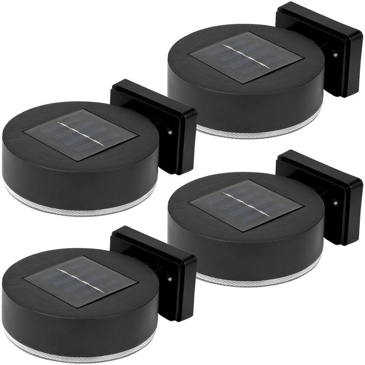 Produktbild ProPlus 4er-Set Solar-Wandleuchte, rund, schwarz (IP44)