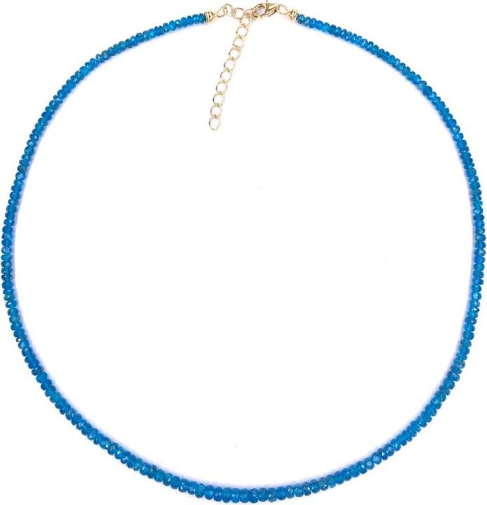 Xen Neon Apatit - Collier 3-5 mm facettiert 48 + 5 cm 925 Silber vergoldet (925 Sterling Silber, 48 cm)