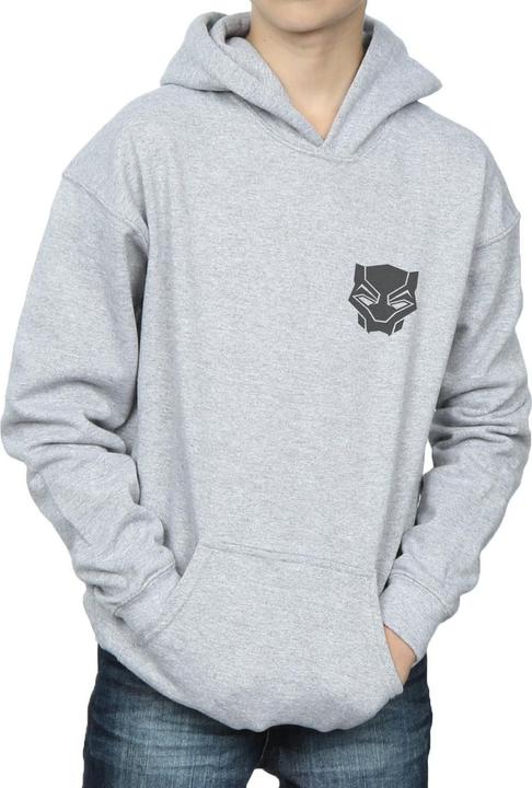 Immagine prodotto Felpa con cappuccio con stampa sul petto dei ragazzi Black Panther Black On Black (152, 158)