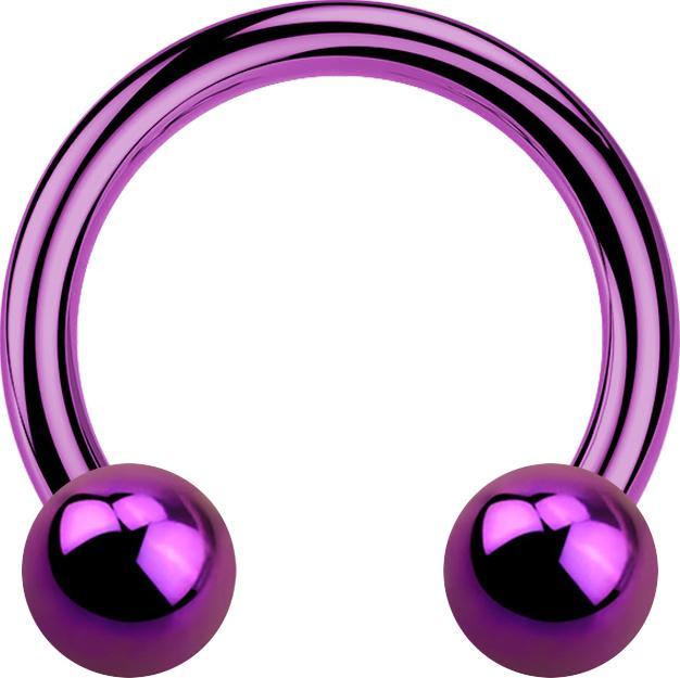 Star Piercing Circular Barbell violett mit zwei Kugeln (ohne Messing, Titan G23)