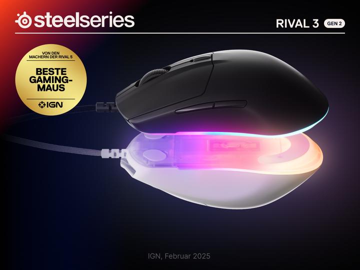 Actual product image SteelSeries Rival 3 Gen 2 - White (Cable)