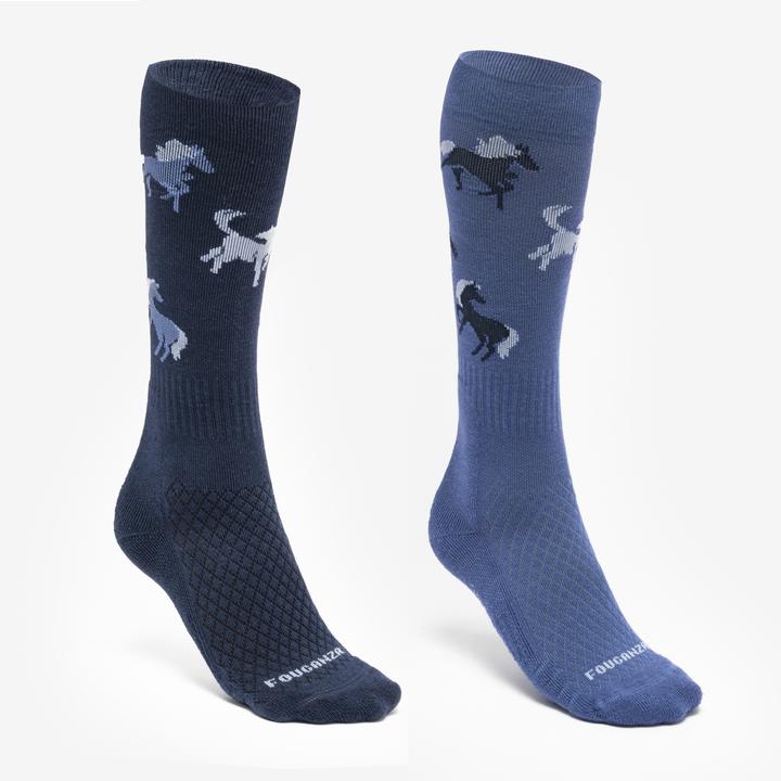Fouganza Reitsocken SKS 500 Kinder 2er-Pack blau (35, 38)