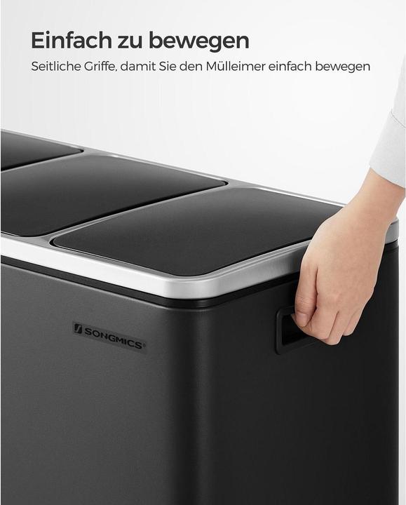 Produktbild Songmics Mülltrenner 3 x 18,0 l schwarz (54 l)