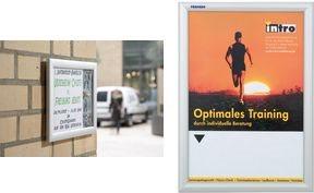 Produktbild Franken Plakatrahmen "Outdoor", DIN A4, 25 mm Rahmenprofil silbereloxierter Aluminium-Klapprahmen, Kunststof