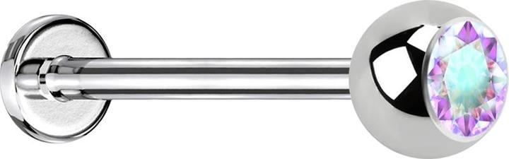 Produktbild Star Piercing Micro Labret silber mit Kugel und Kristall multicolor (ohne Messing, Chirurgenstahl 316L)