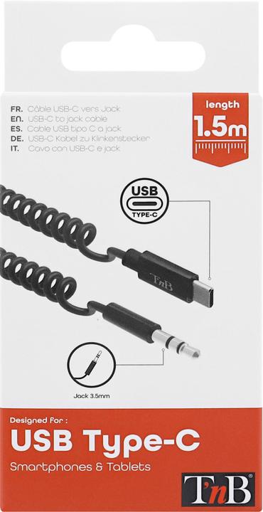Immagine prodotto T'nB Cavo a spirale con jack USB-C/3,5 mm