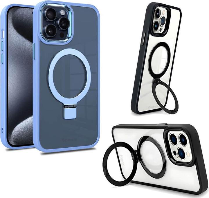 Actual product image Fongex iPhone 15 Pro - Fonex Kickstand case with magnet light blue (Apple iPhone 15 Pro)