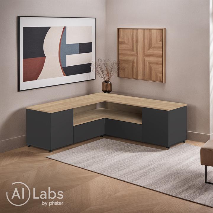 Image du produit Temahome Angle TV Stand black and oak (40 x 46 cm)