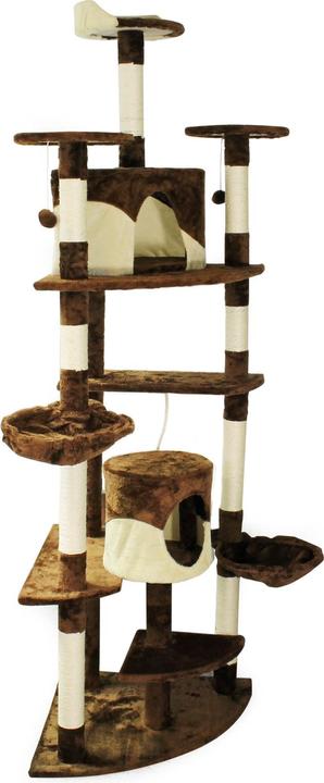 Wiltec Eck-Kratzbaum Beige/Braun 210cm Katzenkratzbaum Katzenbaum Kletterbaum (210 cm, Beige/Braun)