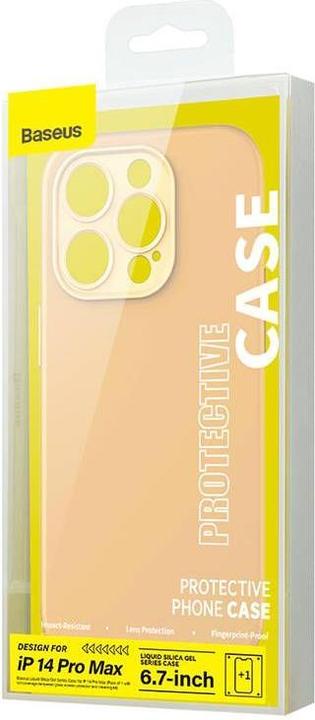 Image du produit Baseus Etui en gel de silice liquide pour iPhone 14 Pro Max (Sunglow)+ verre trempé + kit de nettoyage (Apple iPhone 14 Pro Max)