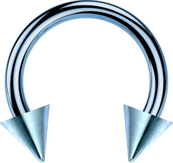 Star Piercing Circular Barbell hellblau mit zwei Cones (Titan G23, ohne Messing)