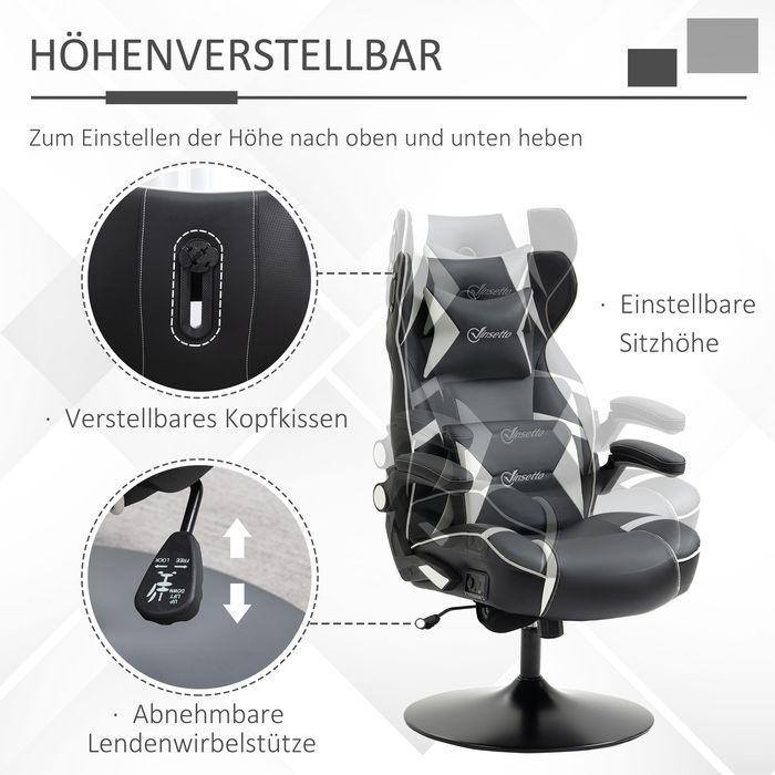Image du produit Swisshandel24 Chaise de jeu avec fonction bascule Chaise de bureau ergonomique avec haut-parleur Support lombaire