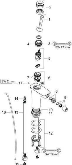 Produktbild hansgrohe HG Einhebel-Bidetmischer PURA VIDA DN 15 m Zugst-Ablaufgarn. 1 1/4Zoll wh c