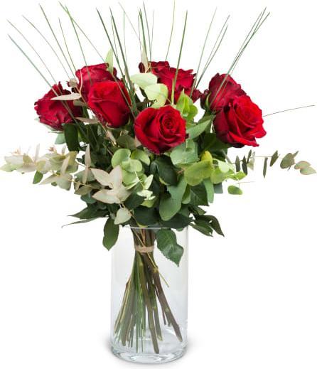 Produktbild Fleurop 9 rote Rosen mit Grün (Schnittblumen)