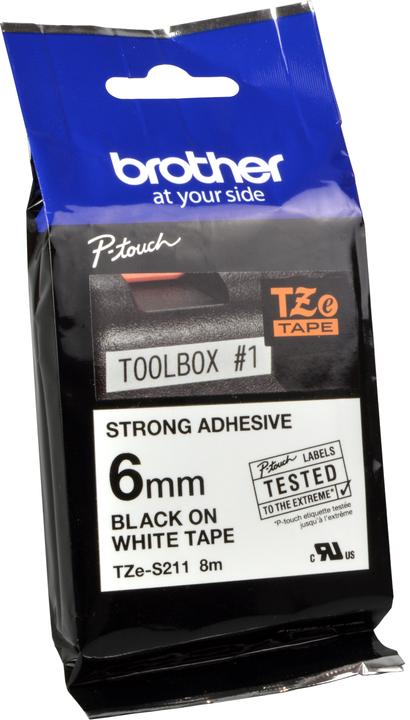 Actual product image Brother Tze-S211 (0.60 cm, White, Black)