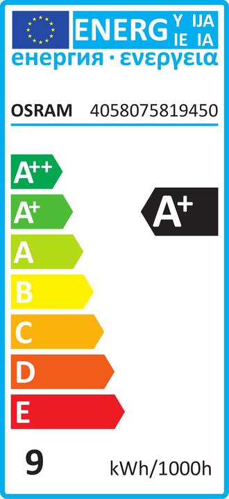 Energy Label Osram Led Base Classic A (E27, 9 W, 806 lm, 4 x, F)