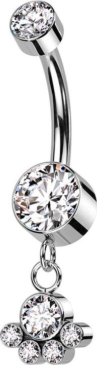 Actual product image Star Piercing Banana internal thread silver two cylinders crystal silver pendant five crystals silver (without brass, Titanium G23)