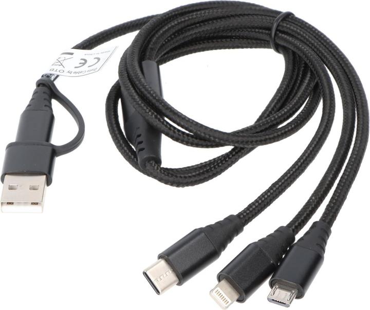 Produktbild AccuCell USB-Ladekabel 3in1 mit Lightning-, Micro-USB-, und USB-C Anschluss (1 m, USB 2.0)
