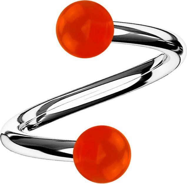 Produktbild Star Piercing Spirale silber mit zwei Kugeln rot transparent (Acryl, ohne Messing, Chirurgenstahl 316L)