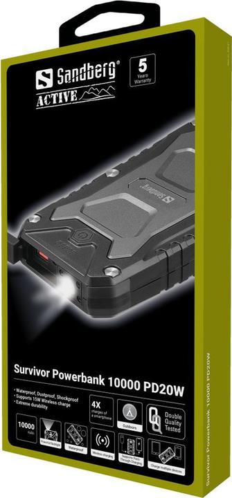 Image du produit Sandberg Survivor (10000 mAh, 22.50 W, 37 Wh)