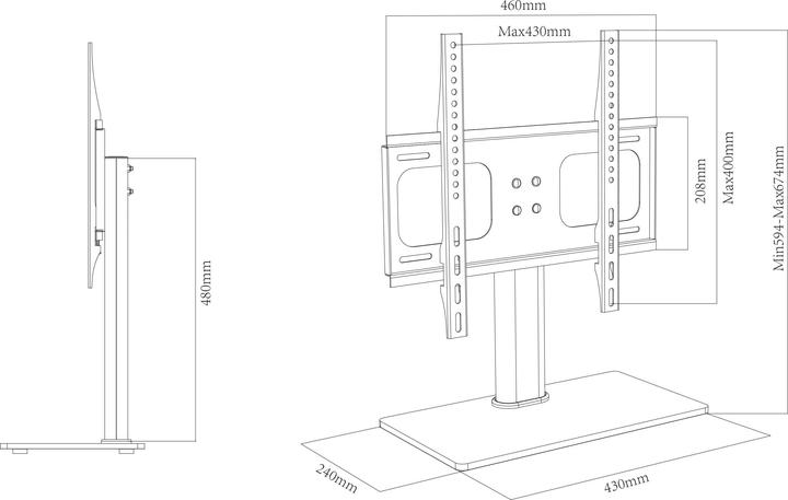 Image du produit VCM Morgenthaler B-TTS 400 - 66 cm (26 pouces) - 139,7 cm (55 pouces) - 200 x 100 mm - 4 (46 x 24 cm)