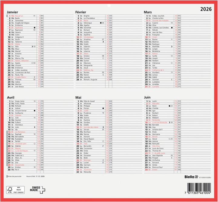 Produktbild Biella Tafelkalender (32 x 29.7 cm, Kein Einband, Deutsch)