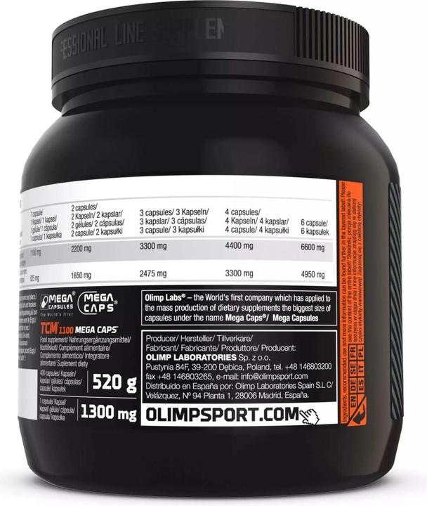 Valori nutrizionali e ingredienti Olimp Sport Nutrition Tri-Creatina Malato (TCM) 1100 Mega (400 Pezzo/i, Pillole, 400 g)