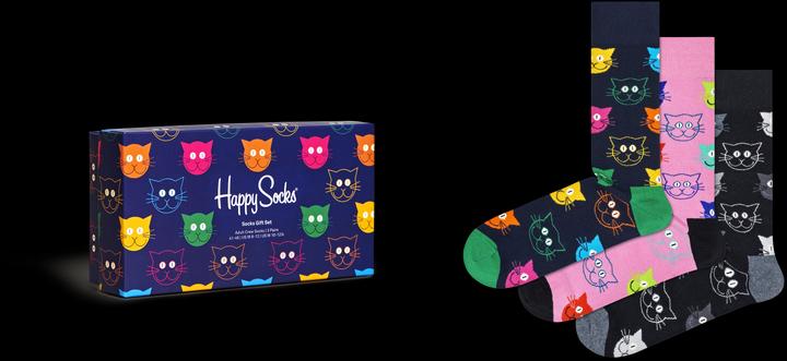 Immagine prodotto Happy Socks Set regalo gatto misto (confezione da 3, 36 - 40)