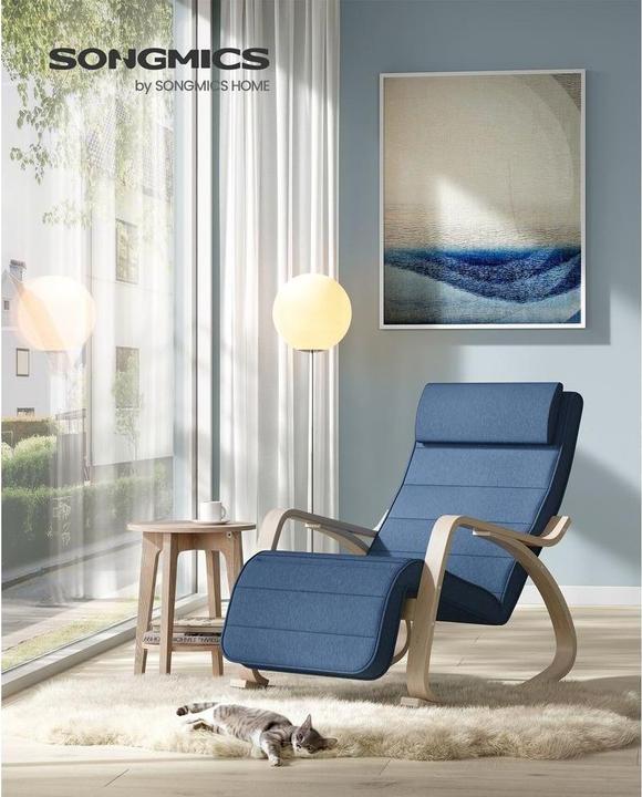 Produktbild Songmics Schaukelstuhl blau braun Stoff