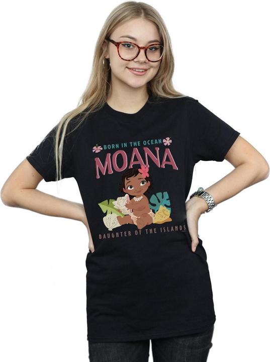 Actual product image Disney Womens/Ladies Moana Born In The Ocean Cotton Boyfriend T-Shirt (L)