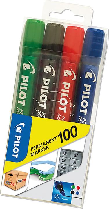 Image du produit Pilot Marqueur permanent 100 (Multicolore, 1 mm, 4 x)