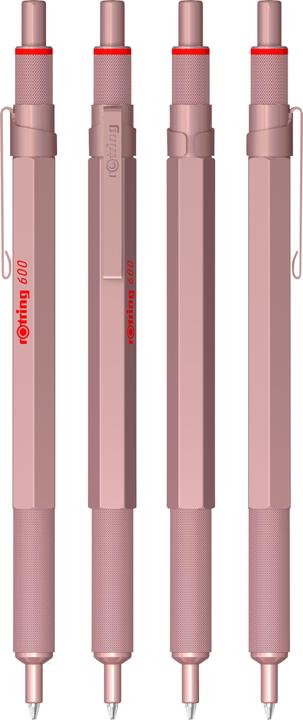 Produktbild Rotring Kugelschreiber 600 Metallic-Rosegold M schwarz Geschenkbox (Roségold, 1 x)