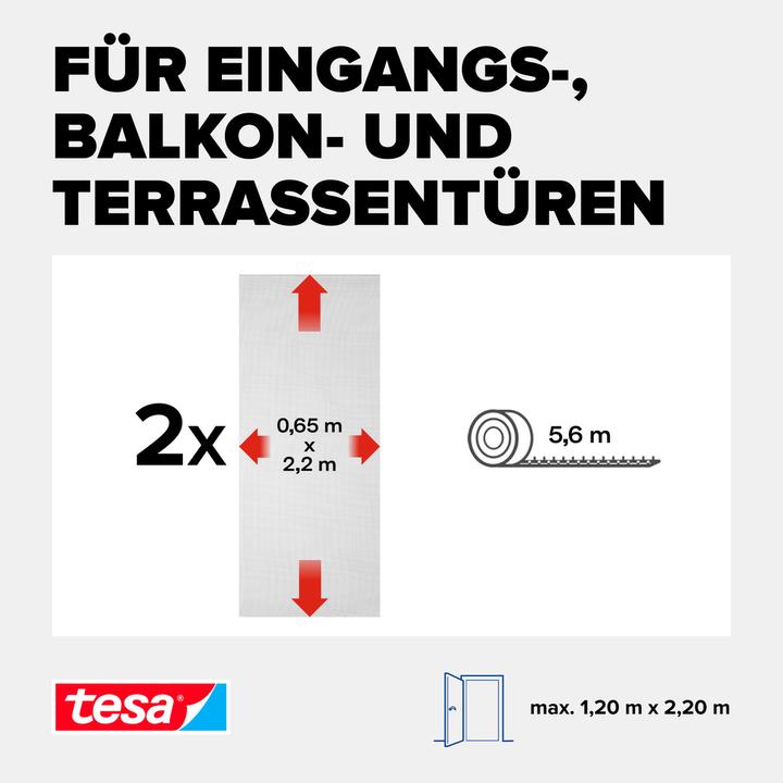 Produktbild tesa Insektenschutz STANDARD für Fenster, zweiteilig, mit Klettband, ohne Bohren (65 x 220 cm)