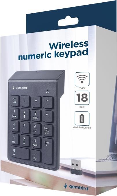 Actual product image Gembird KPD-W-02 Wireless numeric keypad (Eng. Int., Wireless)
