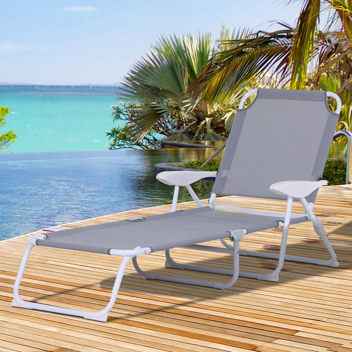 Actual product image Outsunny Sun lounger with adjustable backrest (160 cm)