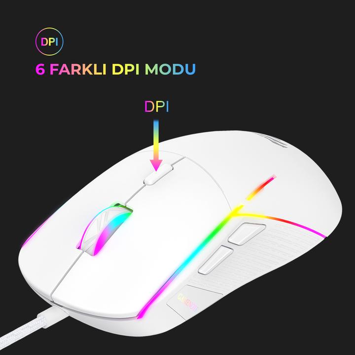 Actual product image Havit MS961 RGB Gaming Mouse 1200-12000 DPI (white) (Cable)