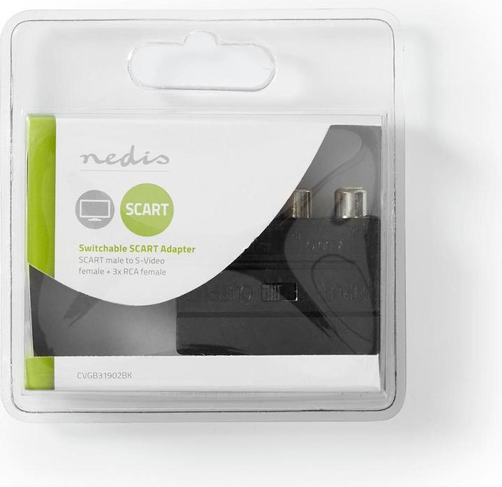 Image du produit Nedis Adaptateur Péritel | Péritel mâle | S-Vidéo femelle / 3x RCA femelles | Nickelé | Commutable | AB
