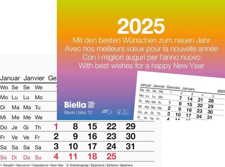 Produktbild Biella Abreisskalender Monat (Spezial, Harter Einband, Deutsch, Englisch, Italienisch, Französisch)