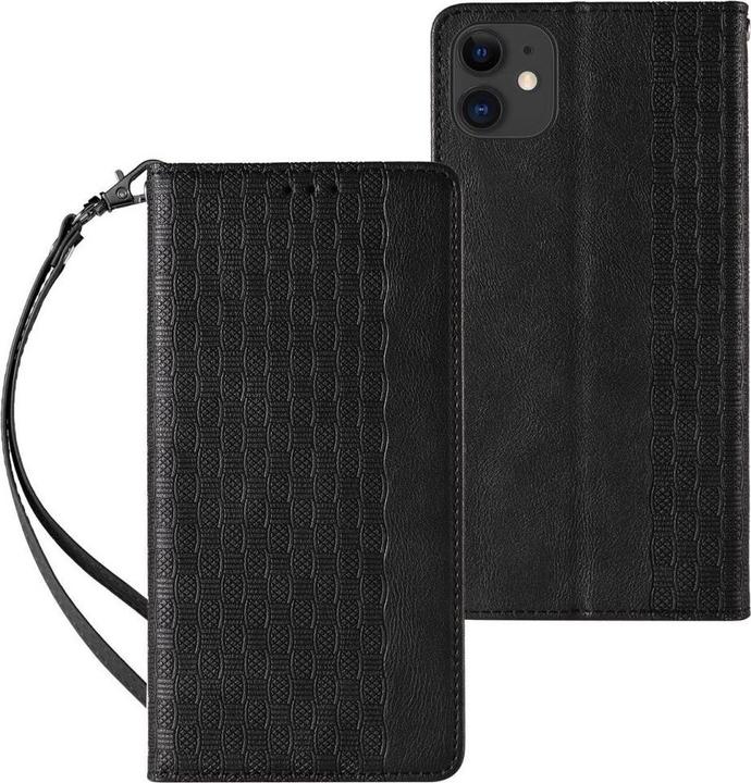 Image du produit Hurtel Étui Strap magnétique pour iPhone 13 Portefeuille + Mini Lanyard Pendentif Noir (Apple iPhone 13)
