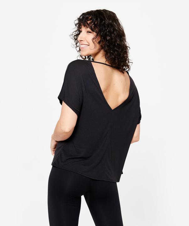 Produktbild Domyos Tanz-Shirt Damen kurzarm fliessend Modern Dance - schwarz (XS)