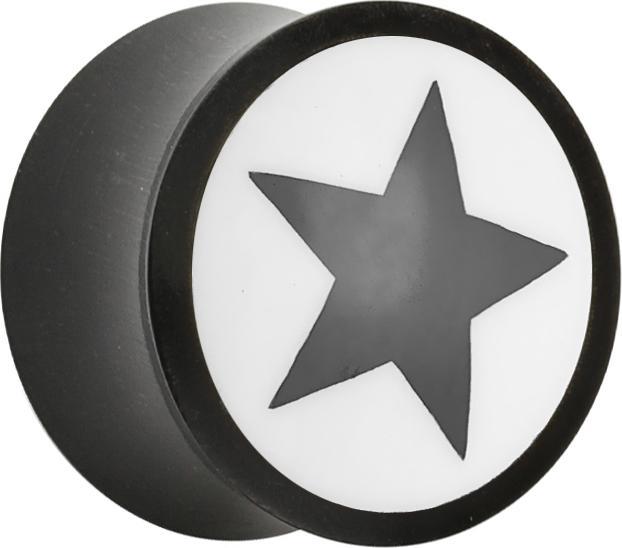 Immagine prodotto Star Piercing Tappo svasato in corno di bufalo d'acqua con stella e inserto in osso di bufalo d'acqua (senza ottone, Organico)
