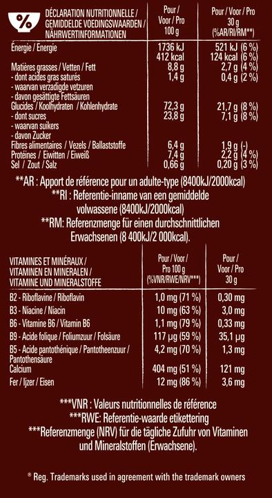 Nutritional values and ingredients Nestlé Cereals Triple Crunchy Salted Caramel & Chocolate 300g (350 g)
