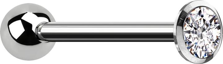 Image du produit Star Piercing Barbell femelle argenté avec boule et cristal argenté (Titane G23, sans laiton)