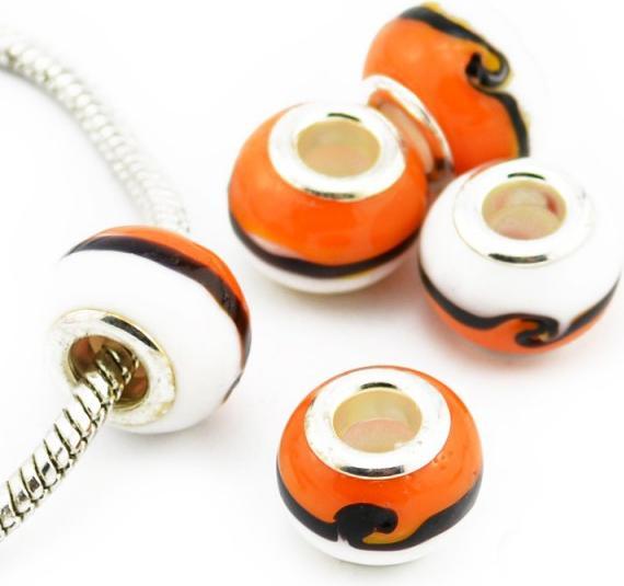 Image du produit Hermex Verre Bead argenté 925 - Orange argenté (Surface en argent 925 et un mélange de matériaux d'alliage métallique et de verre)