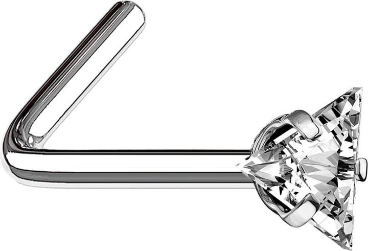 Produktbild Star Piercing Nasenstecker gewinkelt silber dreieckiger Kristall silber gefasst (Chirurgenstahl 316L, ohne Messing)