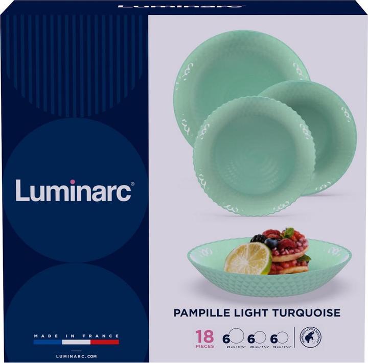 Actual product image Luminarc Tableware Pampille Turquesa turquoise glass 18 pieces (18 Piece)